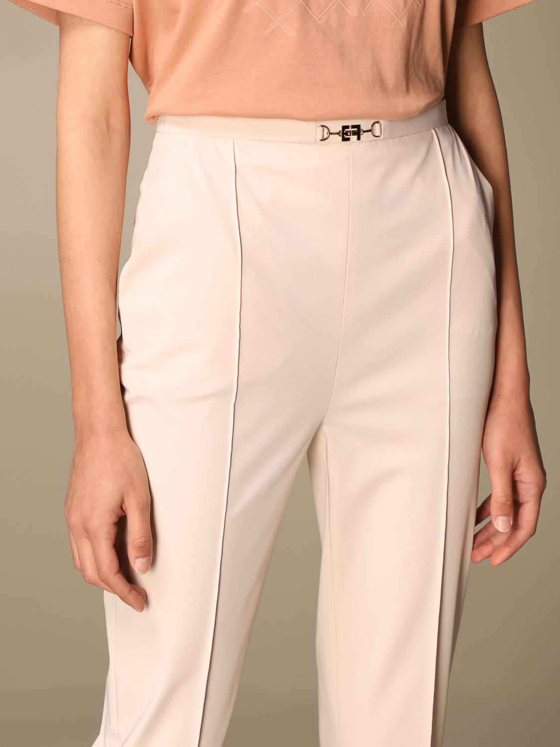 Elisabetta Franchi Outlet: Pantalone a vita alta in nylon stretch - Grigio  | Pantalone Elisabetta Franchi PA388 GIGLIO.COM