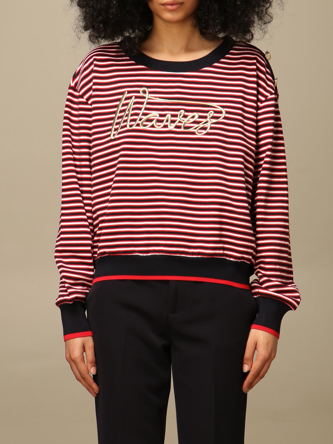 womens red crewneck sweatshirt