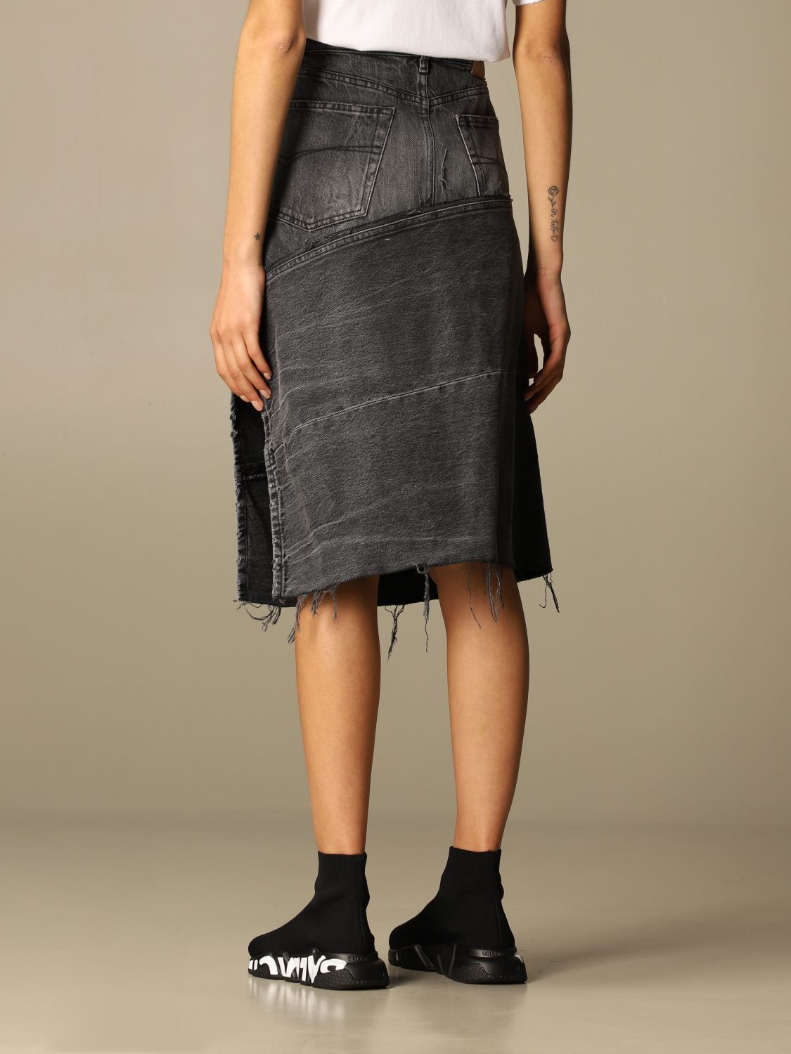 Koordinere Fejl Snavs BALENCIAGA: denim skirt in used denim | Skirt Balenciaga Women Black | Skirt  Balenciaga 657638 TBP47 GIGLIO.COM