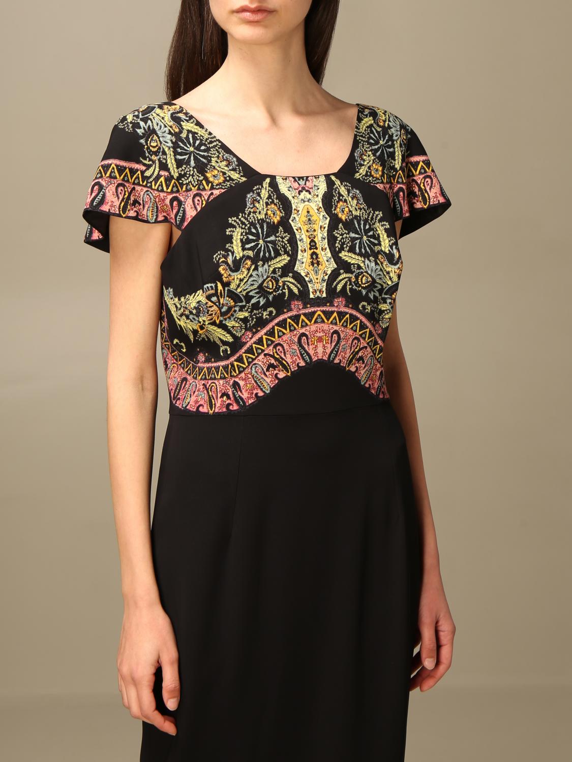 Etro Outlet midi dress in viscose with embroidery Black Etro dress