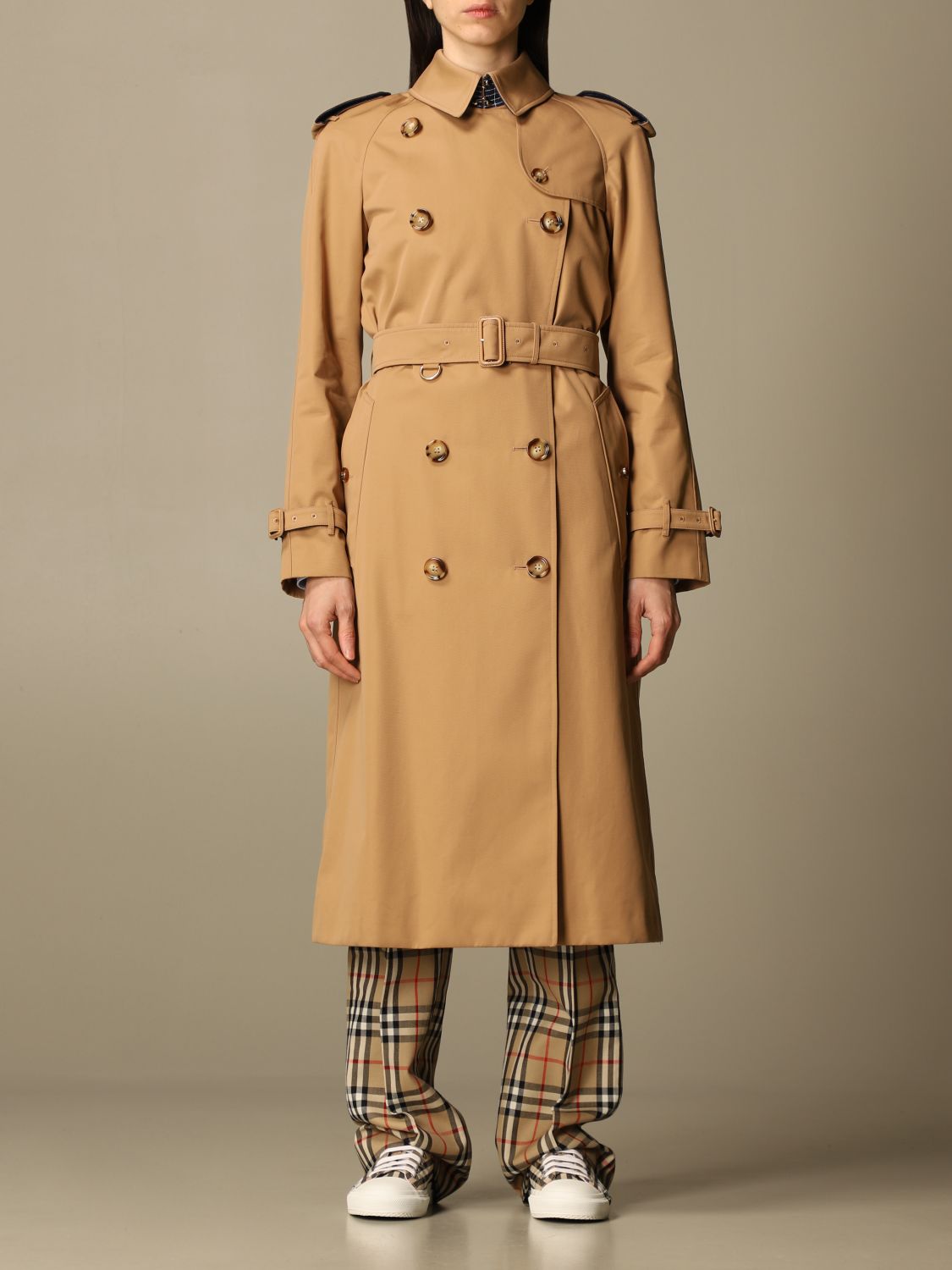 BURBERRY: double-breasted coat in - | Burberry trench 8041375 online on GIGLIO.COM
