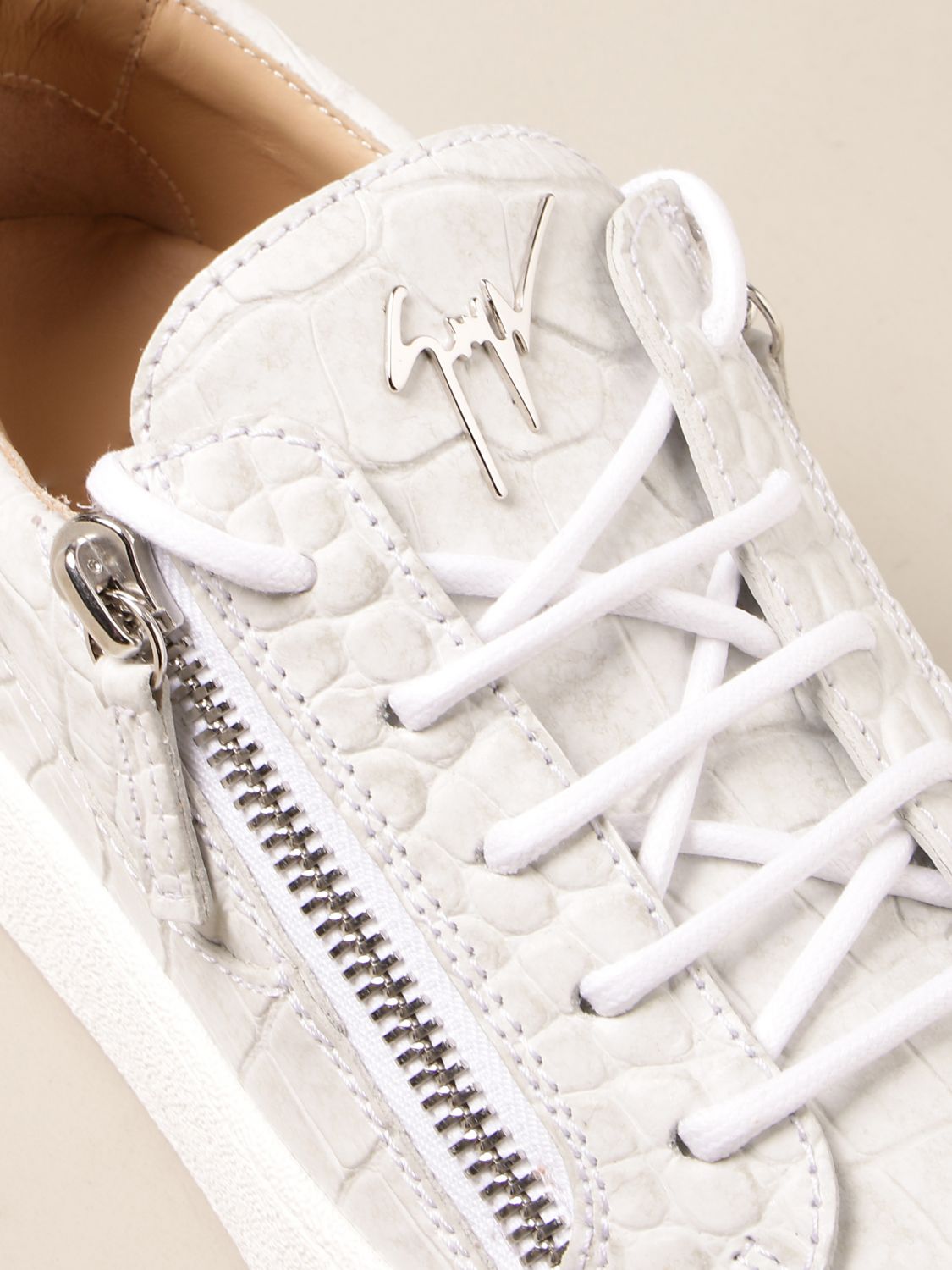 GIUSEPPE ZANOTTI DESIGN: sneakers in crocodile print leather | Sneakers Giuseppe Zanotti Design Women White Sneakers Zanotti Design RW00017 GIGLIO.COM