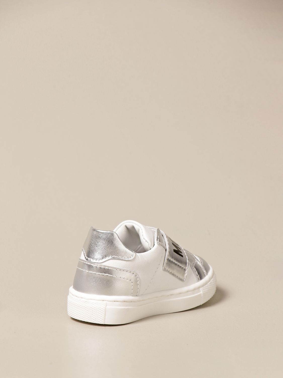 Moschino Baby Sneakers In Leather With Teddy Shoes Moschino Baby Kids Silver Shoes Moschino Baby Giglio En