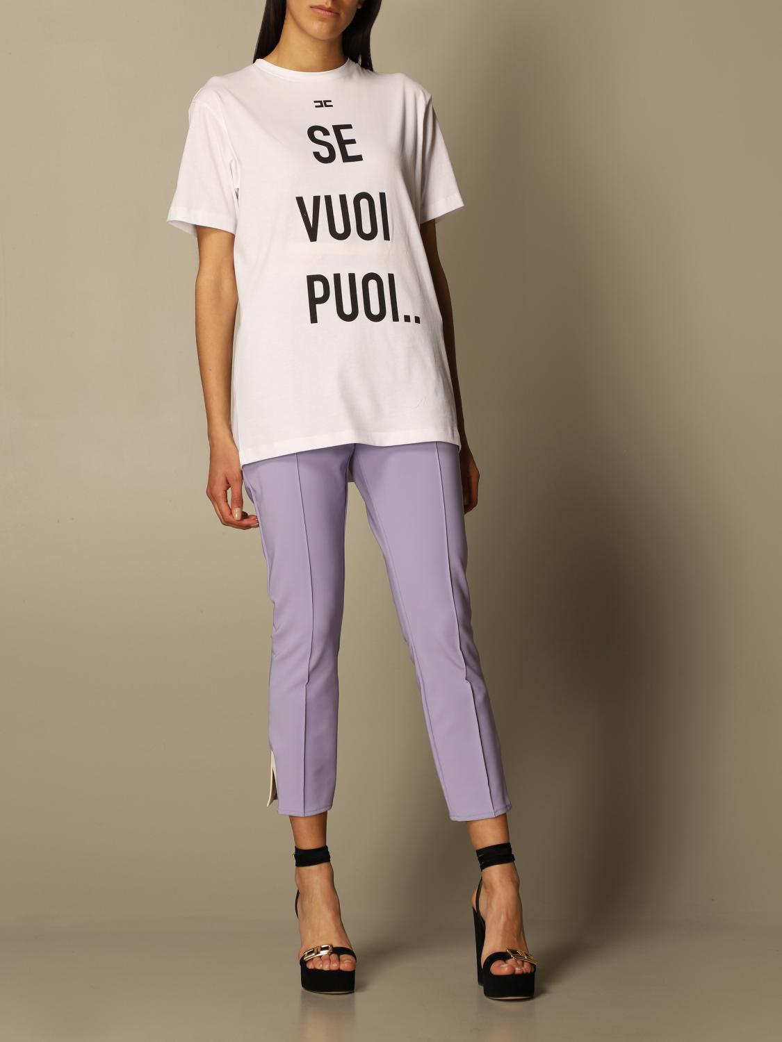 ELISABETTA FRANCHI: T-shirt with writing - Black | T-Shirt Elisabetta  Franchi MA198 GIGLIO.COM