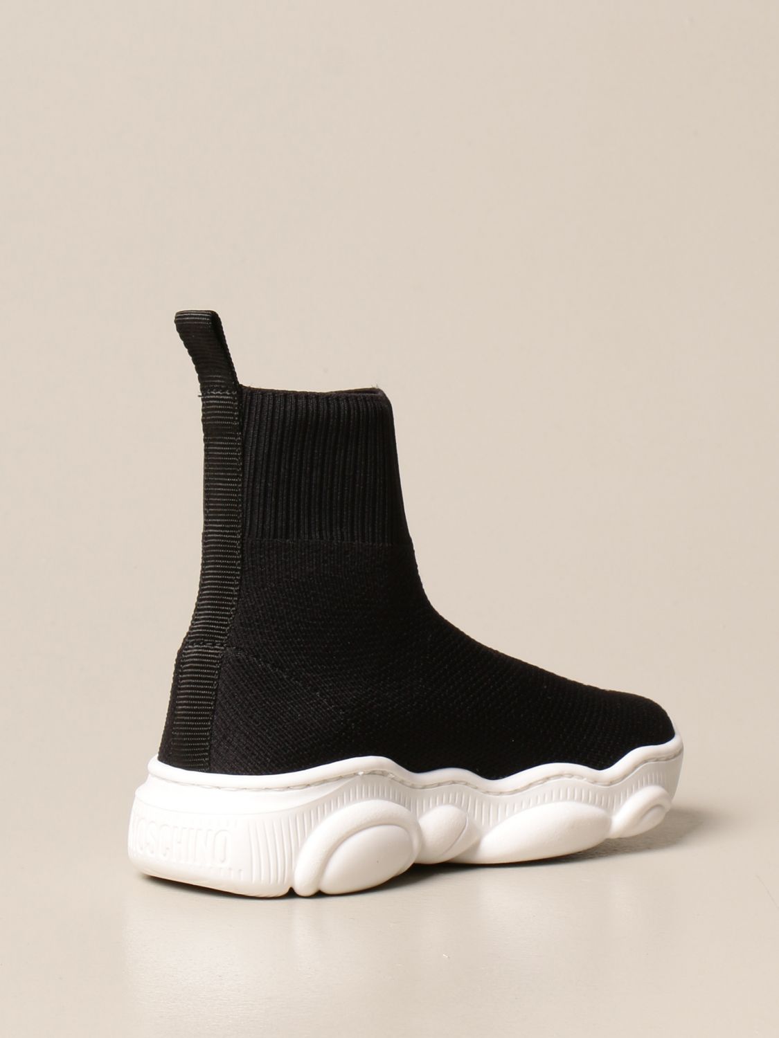 Scarpe Moschino Baby: Sneakers a calzino Moschino Baby in maglia stretch con logo bianco 3