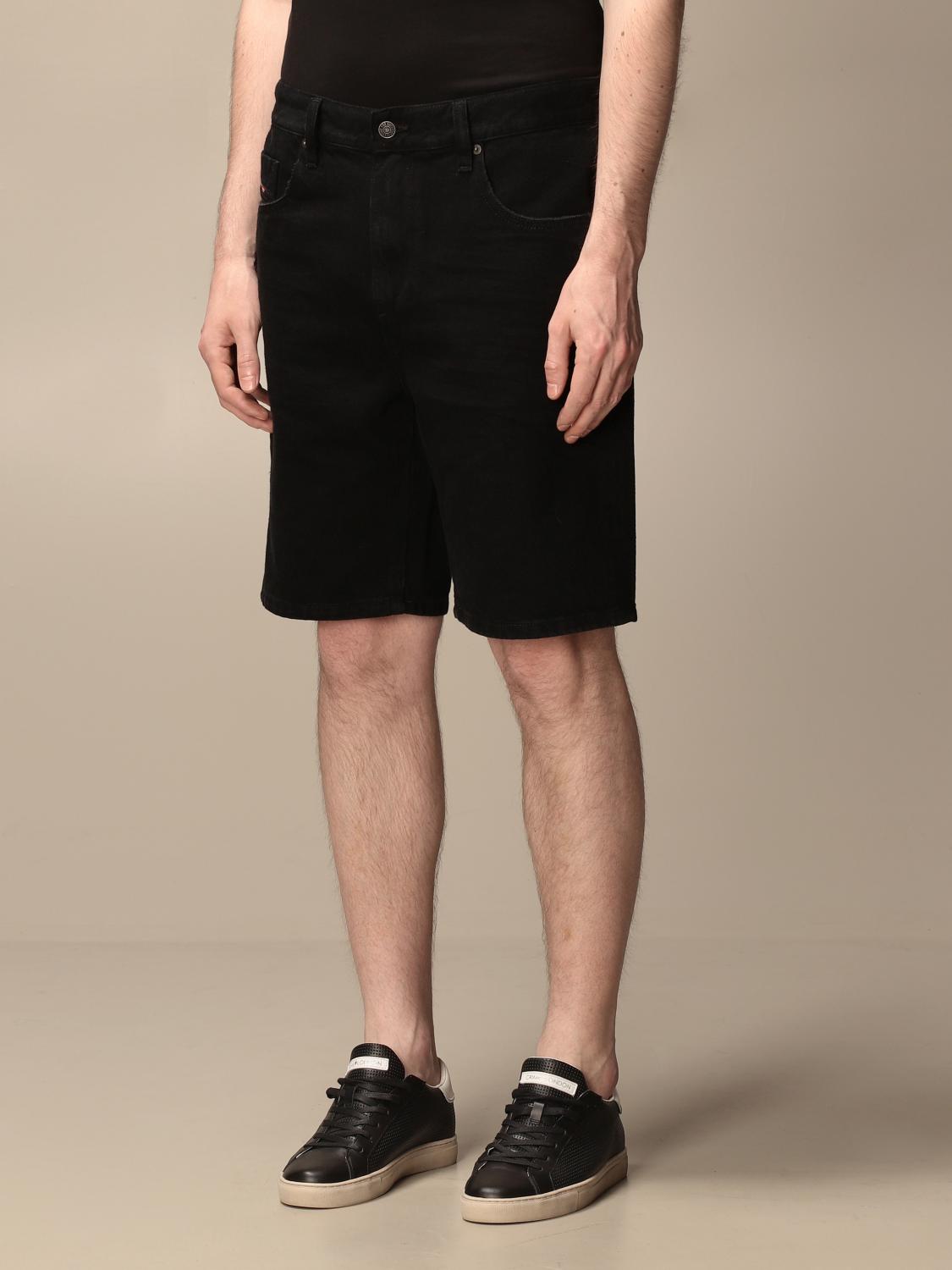 diesel black denim shorts