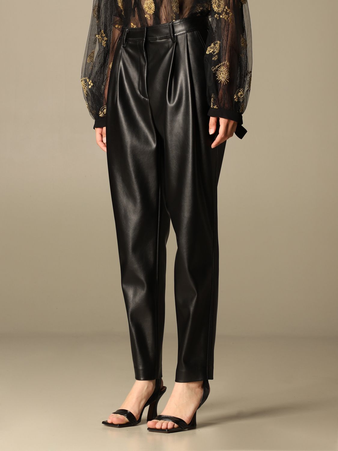 j brand nila leather pleated trousers