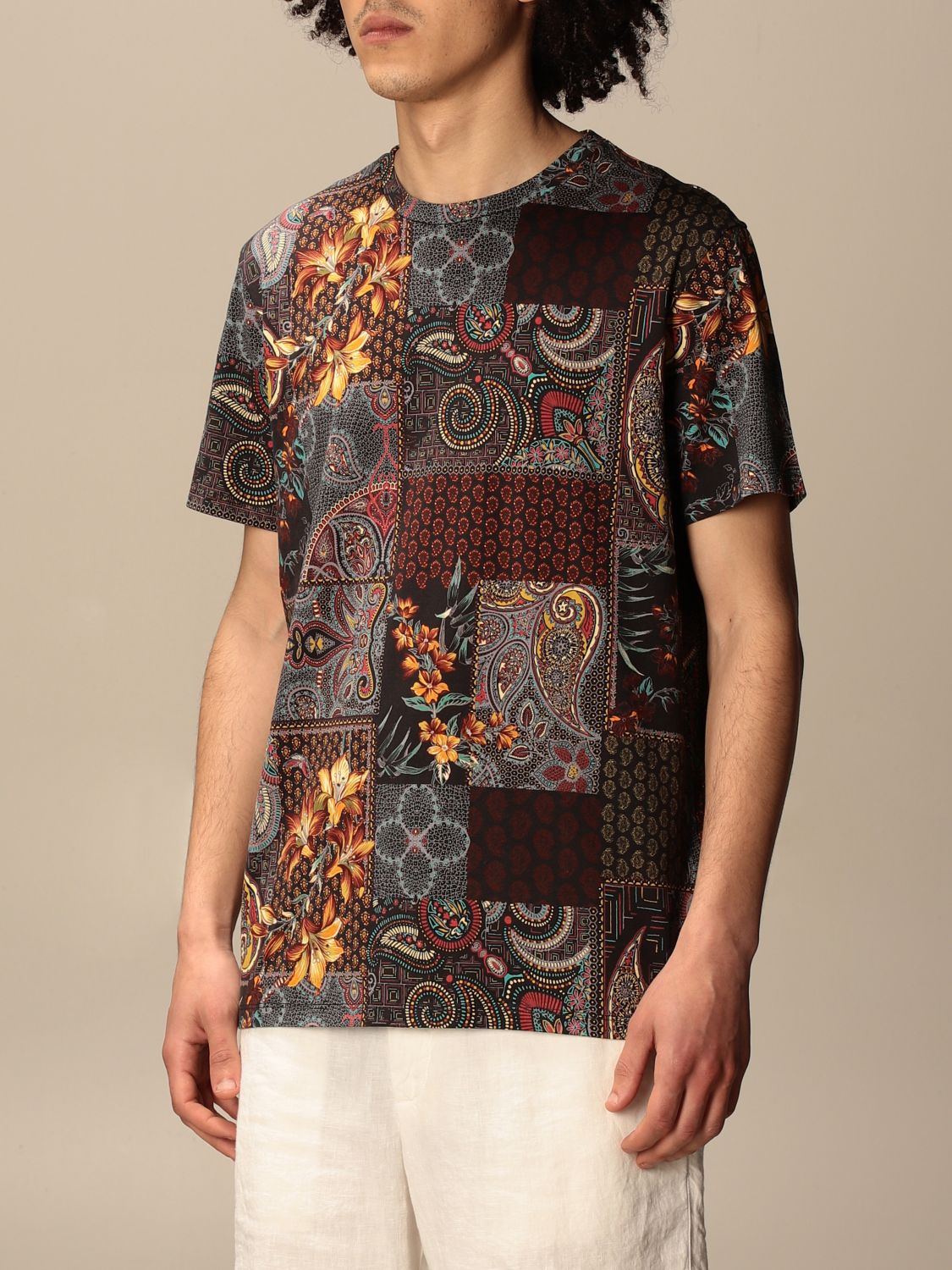 ETRO: T-shirt in printed cotton - Multicolor | Etro t-shirt 1Y020 4103 ...
