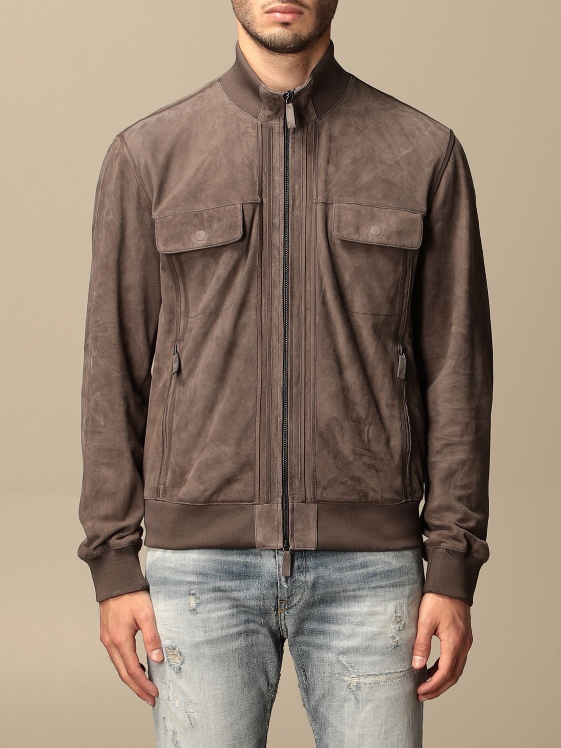 EMPORIO ARMANI: zipped jacket - Grey | Emporio Armani jacket A1R05P A1P05  online on GIGLIO.COM