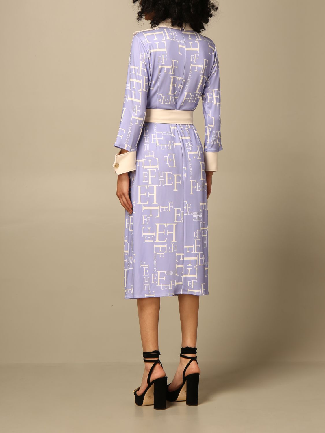 ELISABETTA FRANCHI: shirt dress with monogram print - Lavander