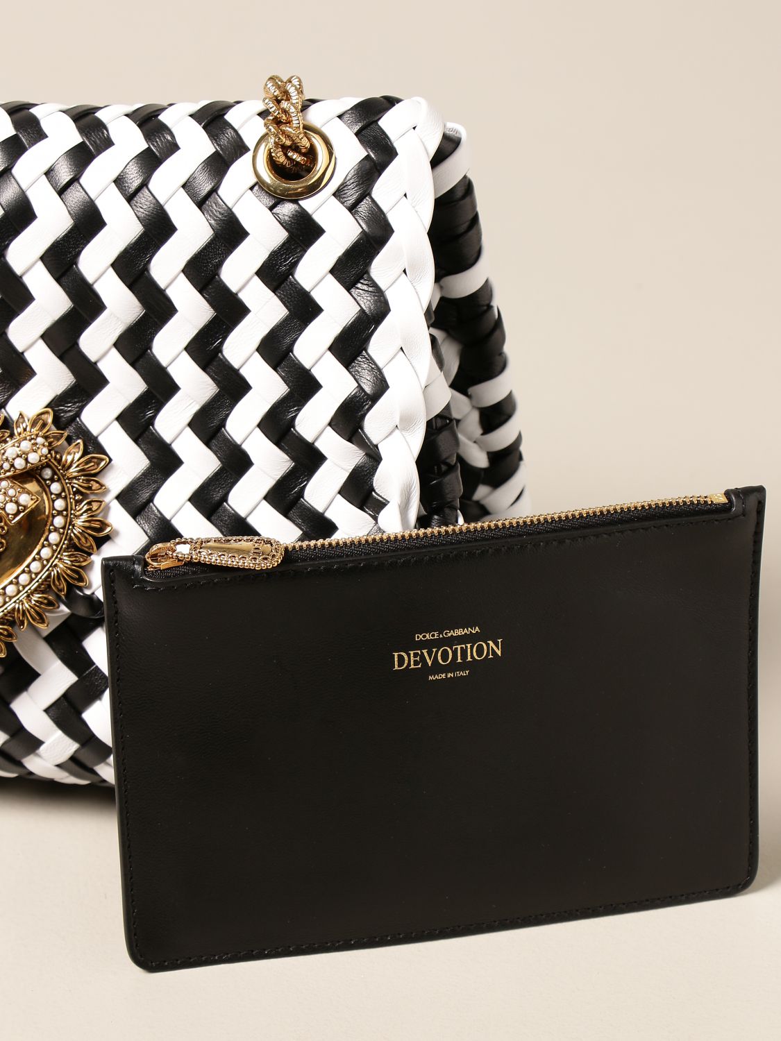 Dolce & Gabbana Devotion bag in two-tone woven leather