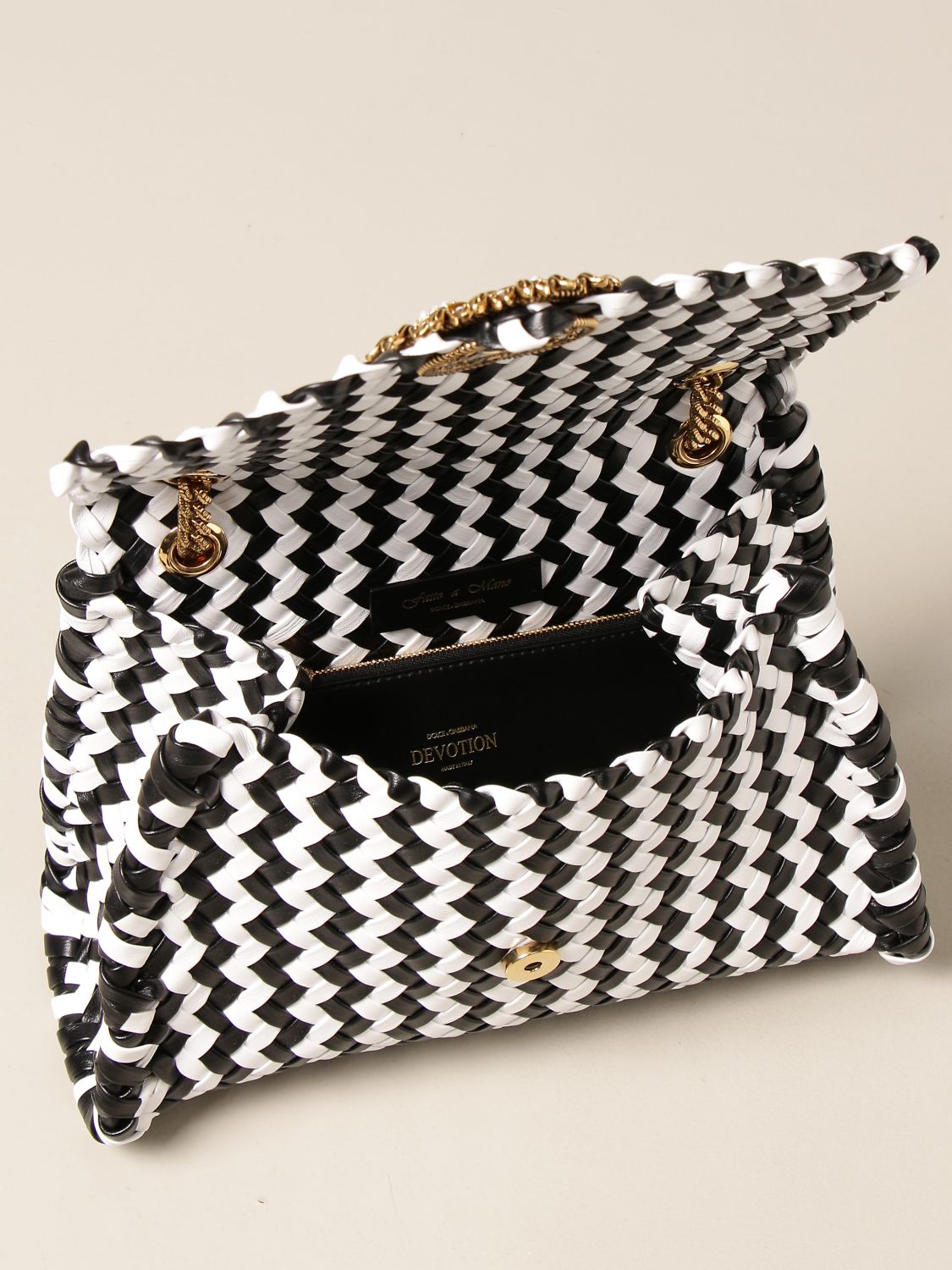 Dolce & Gabbana Devotion bag in two-tone woven leather