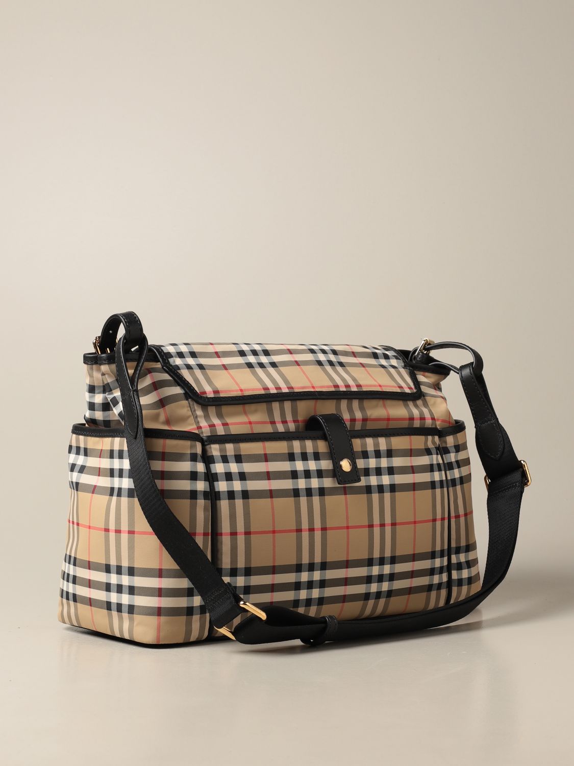 Burberry Beige Houe Check Canvas and Leather Aurelia Diaper Bag Burberry