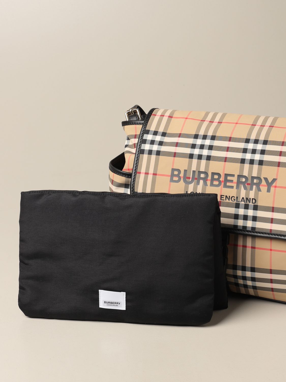 Burberry Beige Houe Check Canvas and Leather Aurelia Diaper Bag Burberry