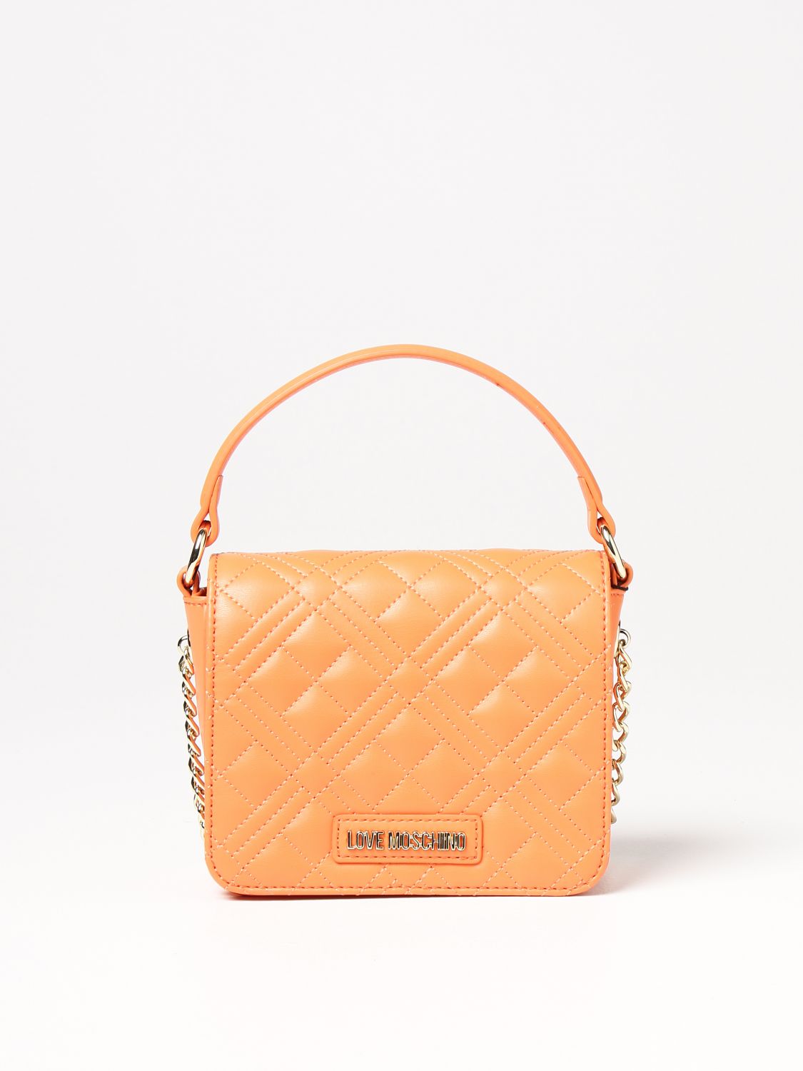 Moschino Paint-print Logo Clutch Bag In Orange