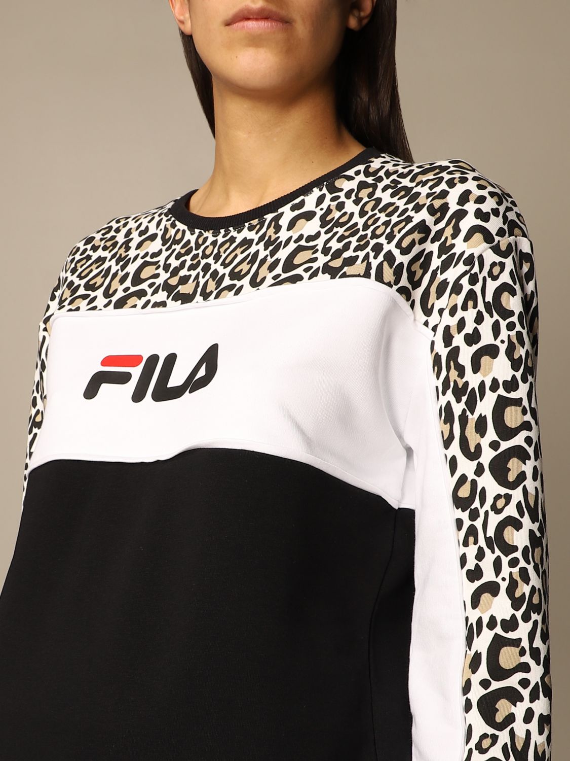 FILA: animalier crewneck sweatshirt | Sweatshirt Fila Women | Sweatshirt Fila GIGLIO.COM