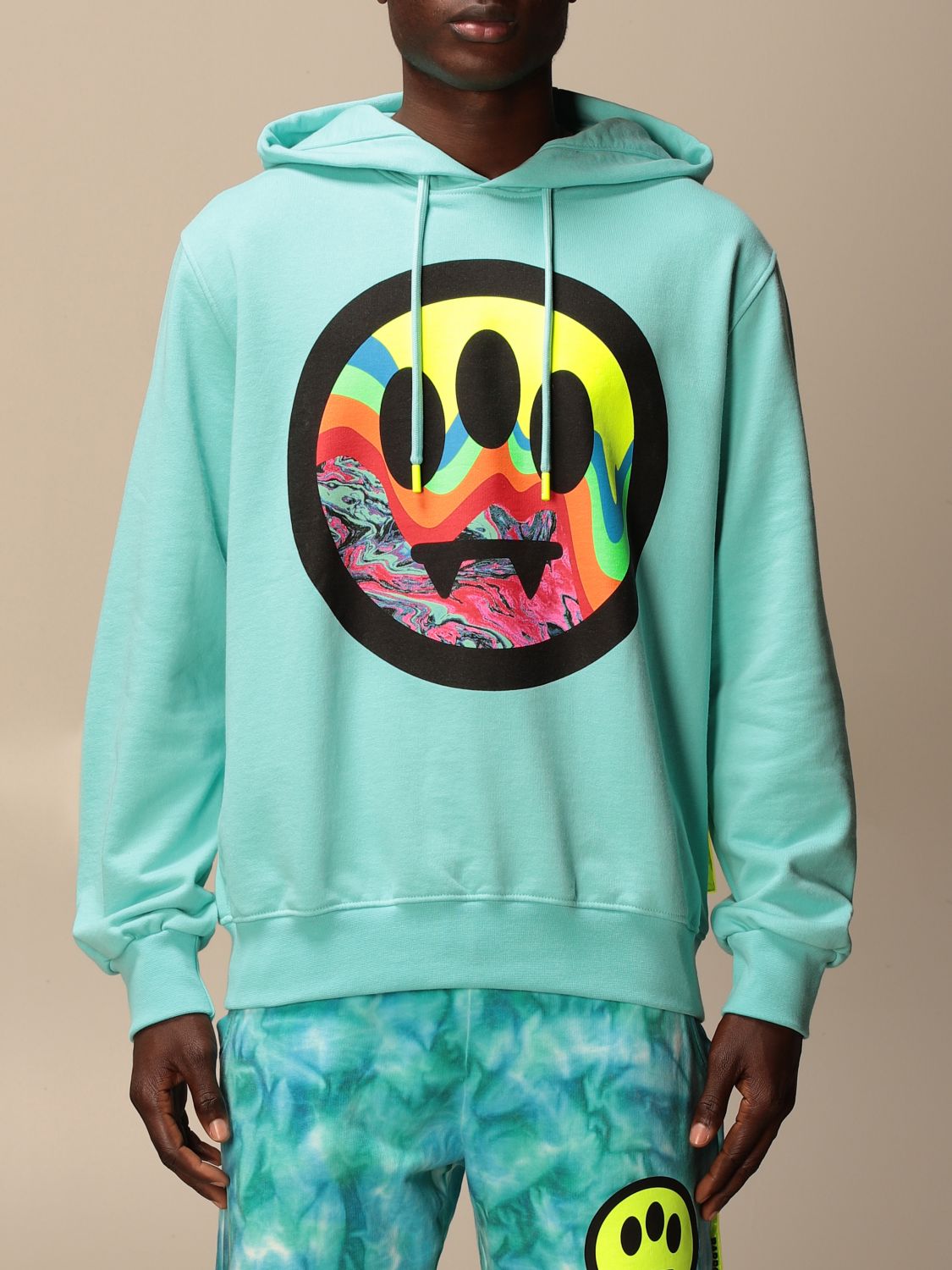 BARROW: hoodie with big logo - Turquoise | Sweatshirt Barrow 029127 ...