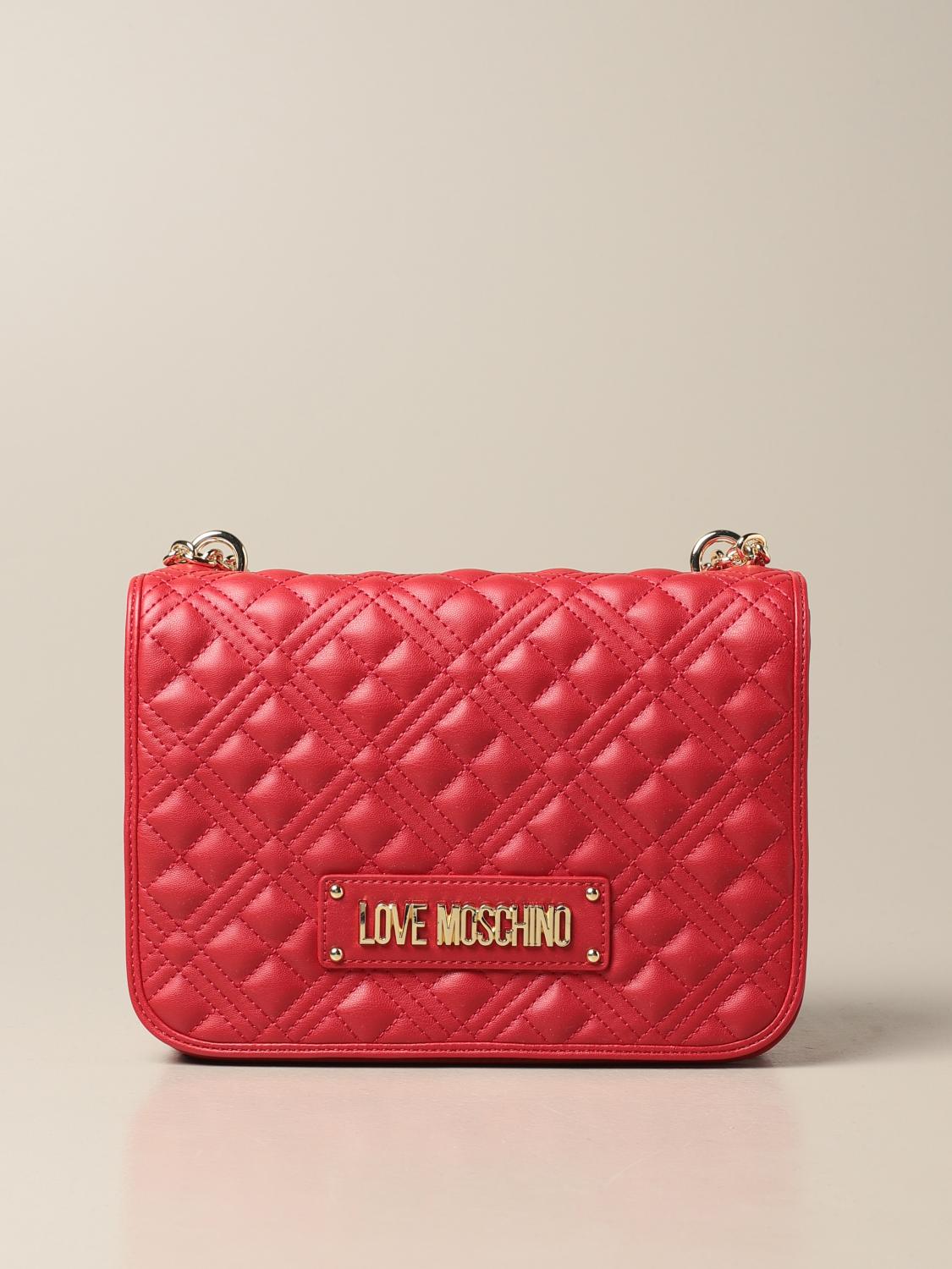 love moschino quilted crossbody bag in pink
