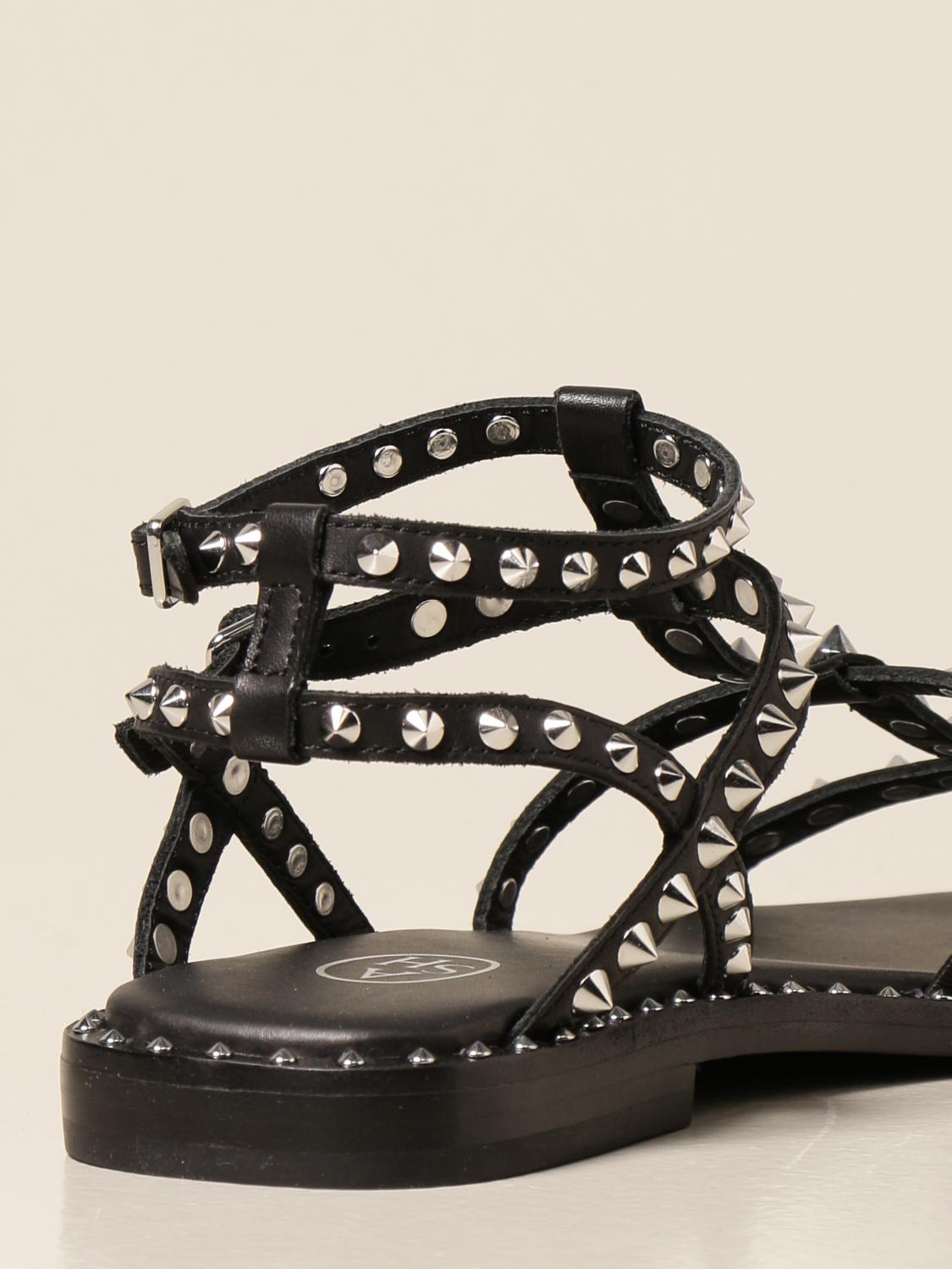 ASH Sandalo Maeva flat in pelle con borchie Sandali Bassi Ash Donna