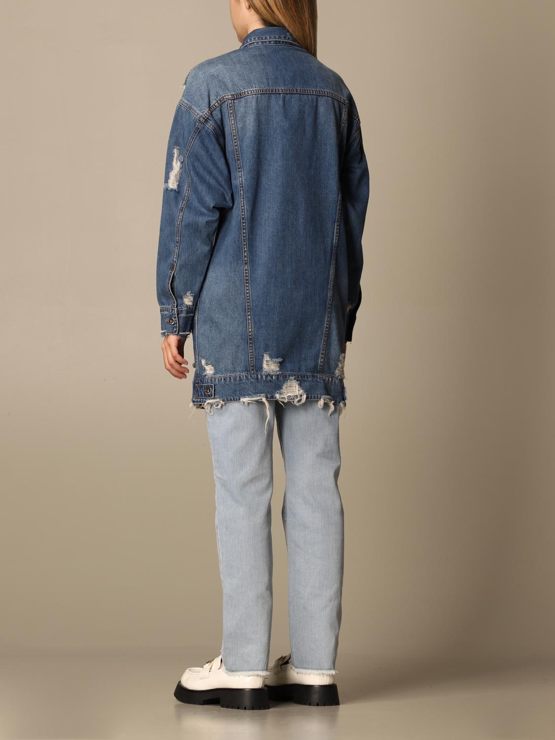 jean jacket with rips in the back