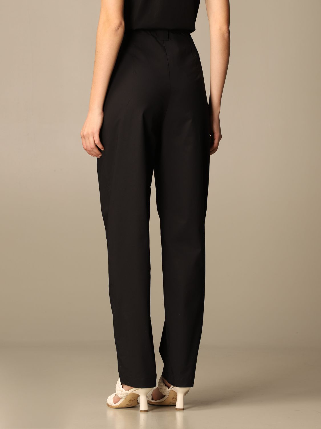 Twinset Outlet: Twin-set pants in poplin with embroidery - Black 