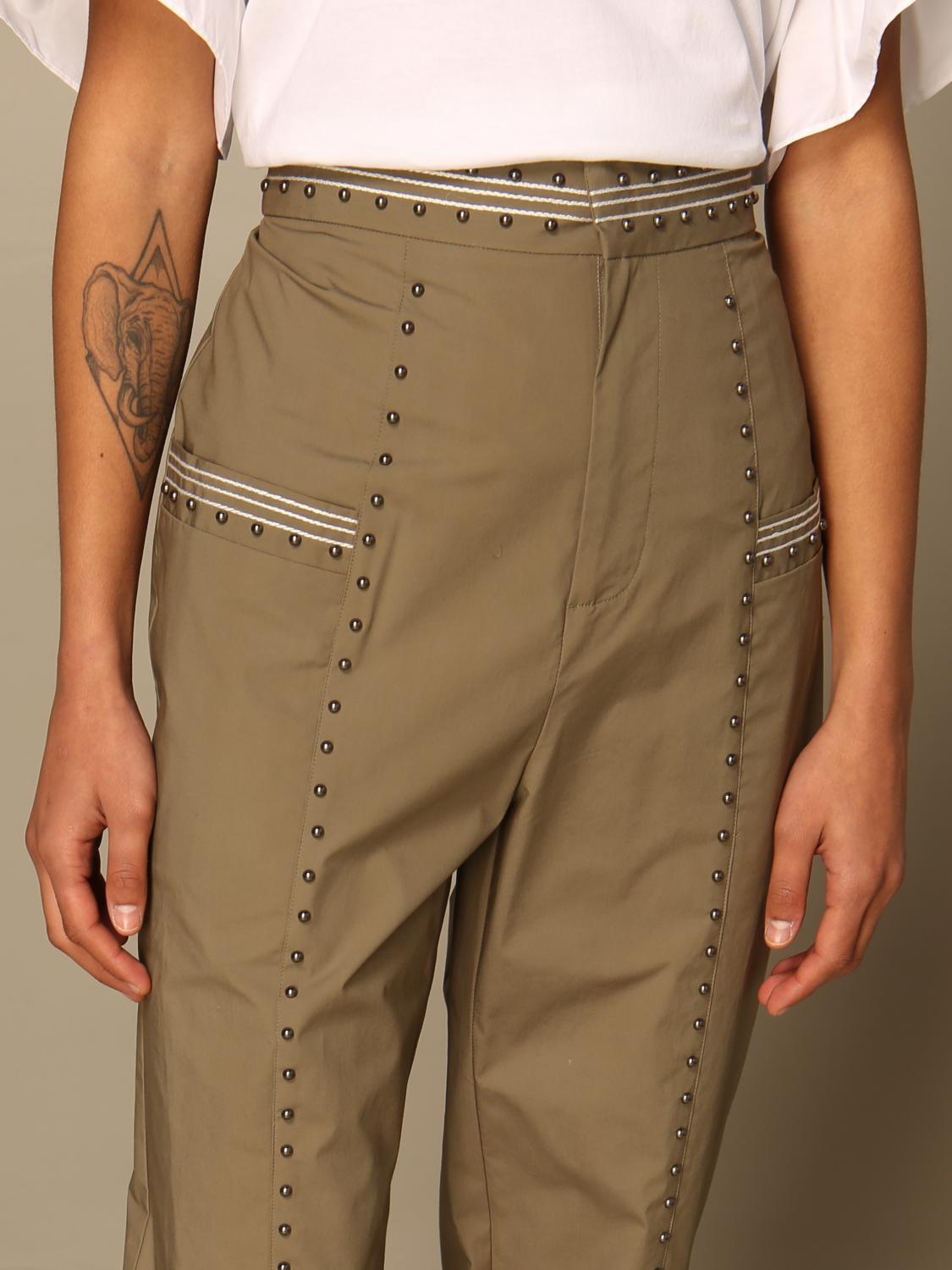 Twinset Outlet: Pantalone Twin-set in popeline con borchie - Verde | Pantalone  Twinset 211TT2485 GIGLIO.COM