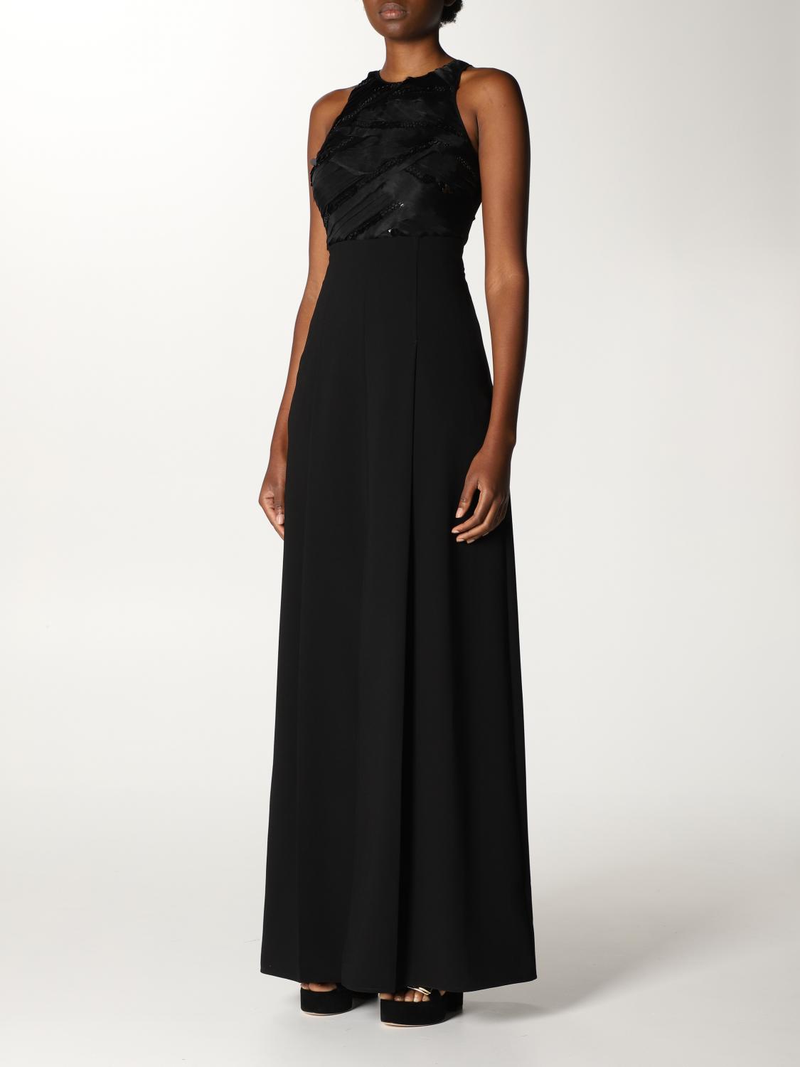 Elisabetta Franchi Long Dress Women Black Ab143 Giglio En 