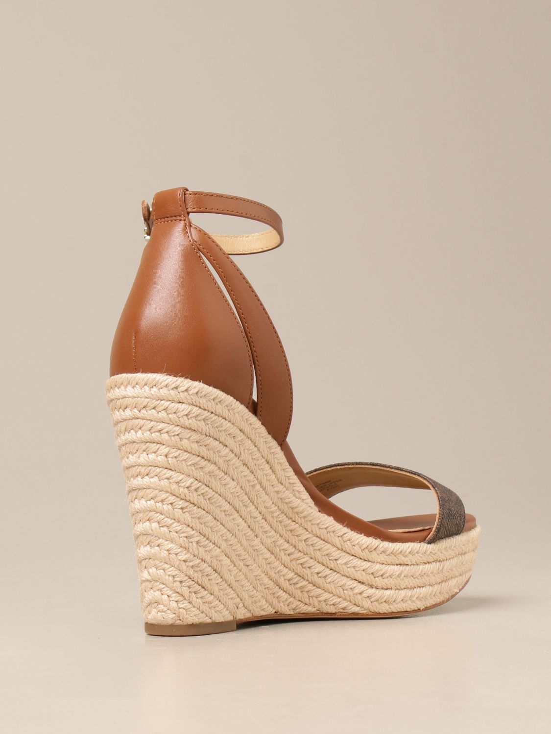 MICHAEL KORS: Michael wedge sandals in leather - Brown | Michael Kors wedge  shoes 40S1KBHS6L online on 