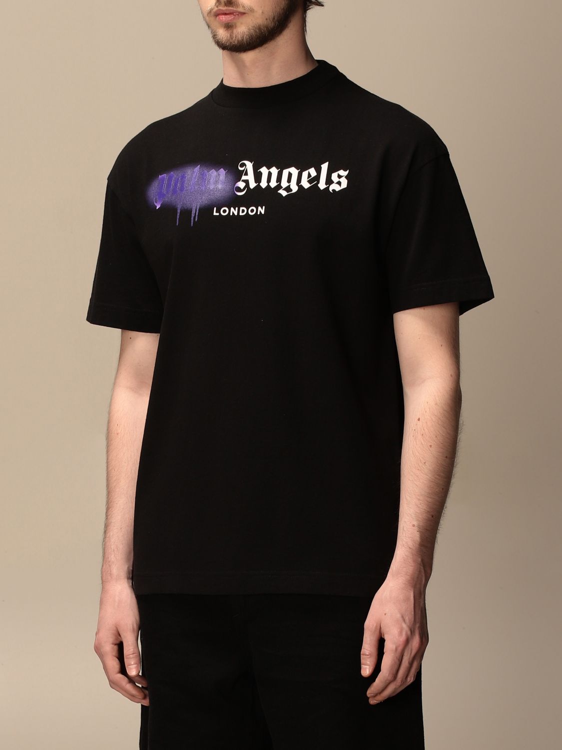 PALM ANGELS: cotton t-shirt with logo | T-Shirt Palm Angels Men Black