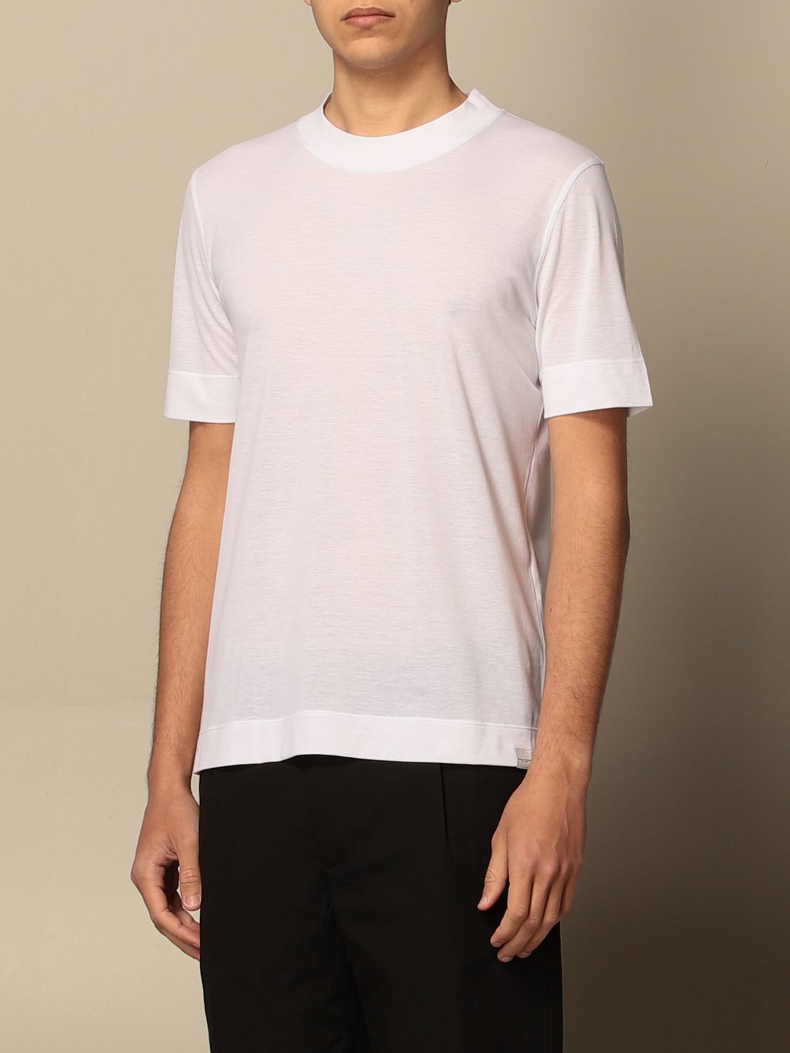 PAOLO PECORA: basic T-shirt with mini logo - White | Paolo Pecora t ...