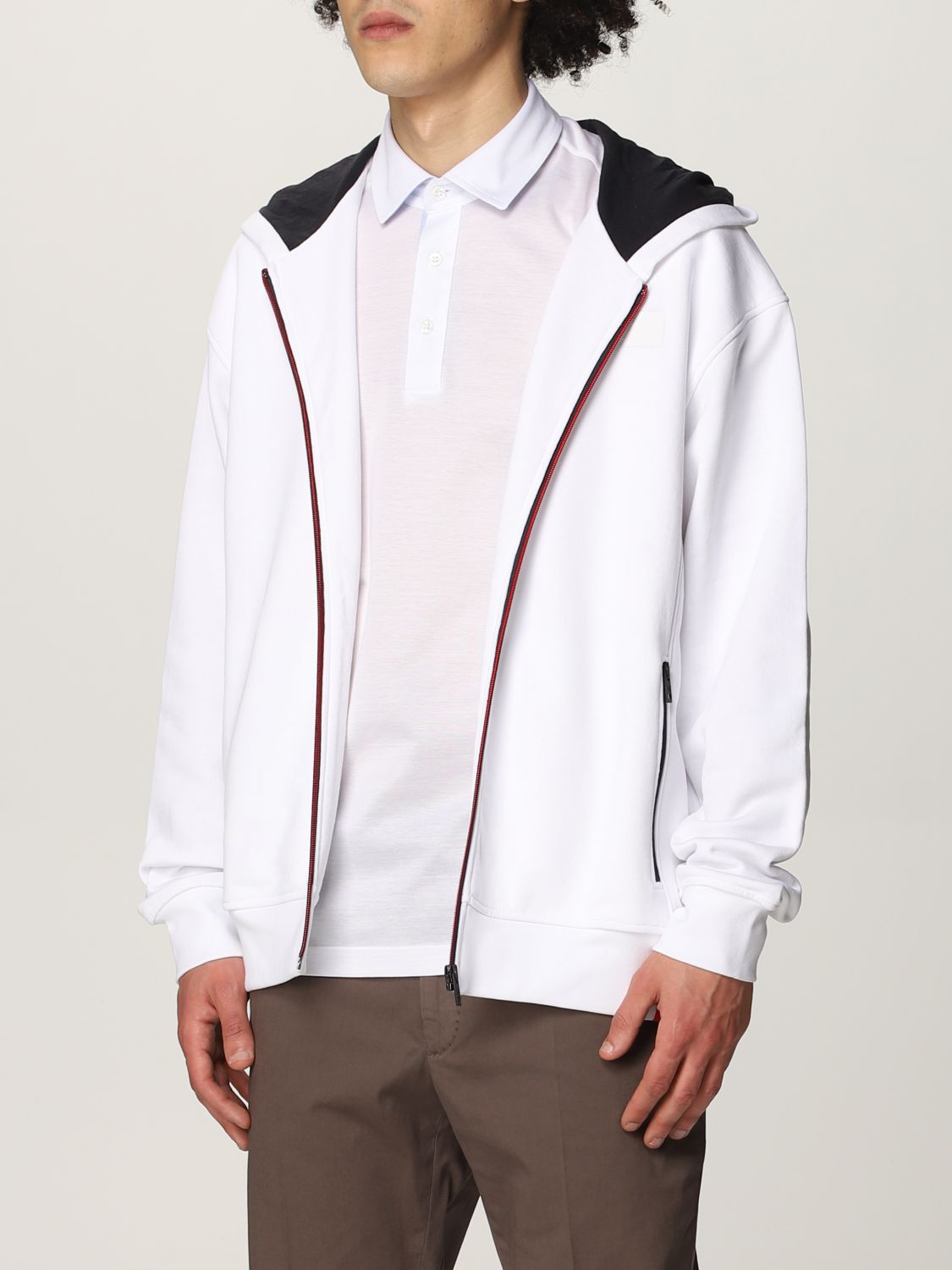 FAY: hoodie with zip - White | Sweatshirt Fay NJMB5421450 TEG GIGLIO.COM