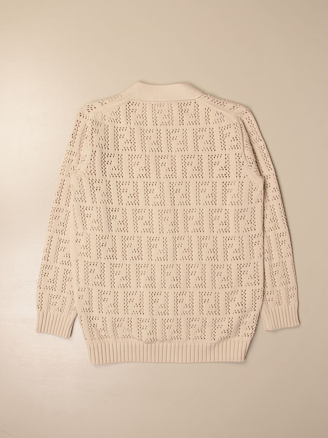 FENDI: v-neck knitted cardigan with FF monogram | Sweater Fendi Kids ...