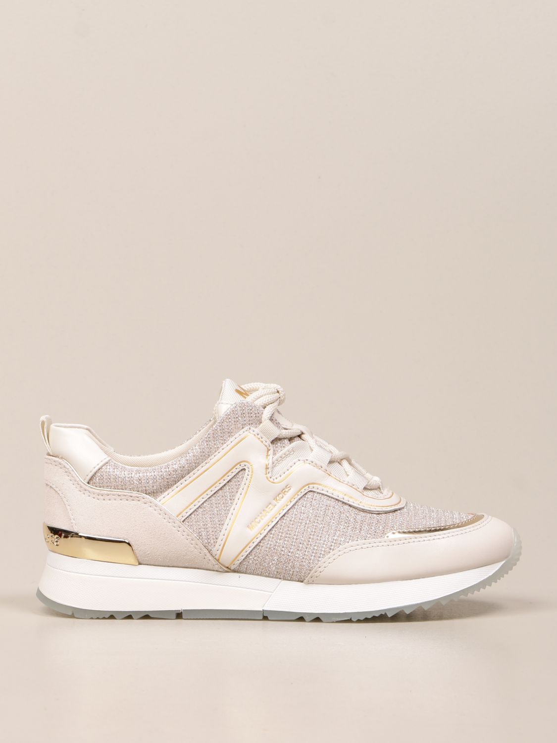 MICHAEL KORS: Michael sneakers in lurex canvas and leather - Champagne | Michael  Kors sneakers 43S1PIFS4D online on 