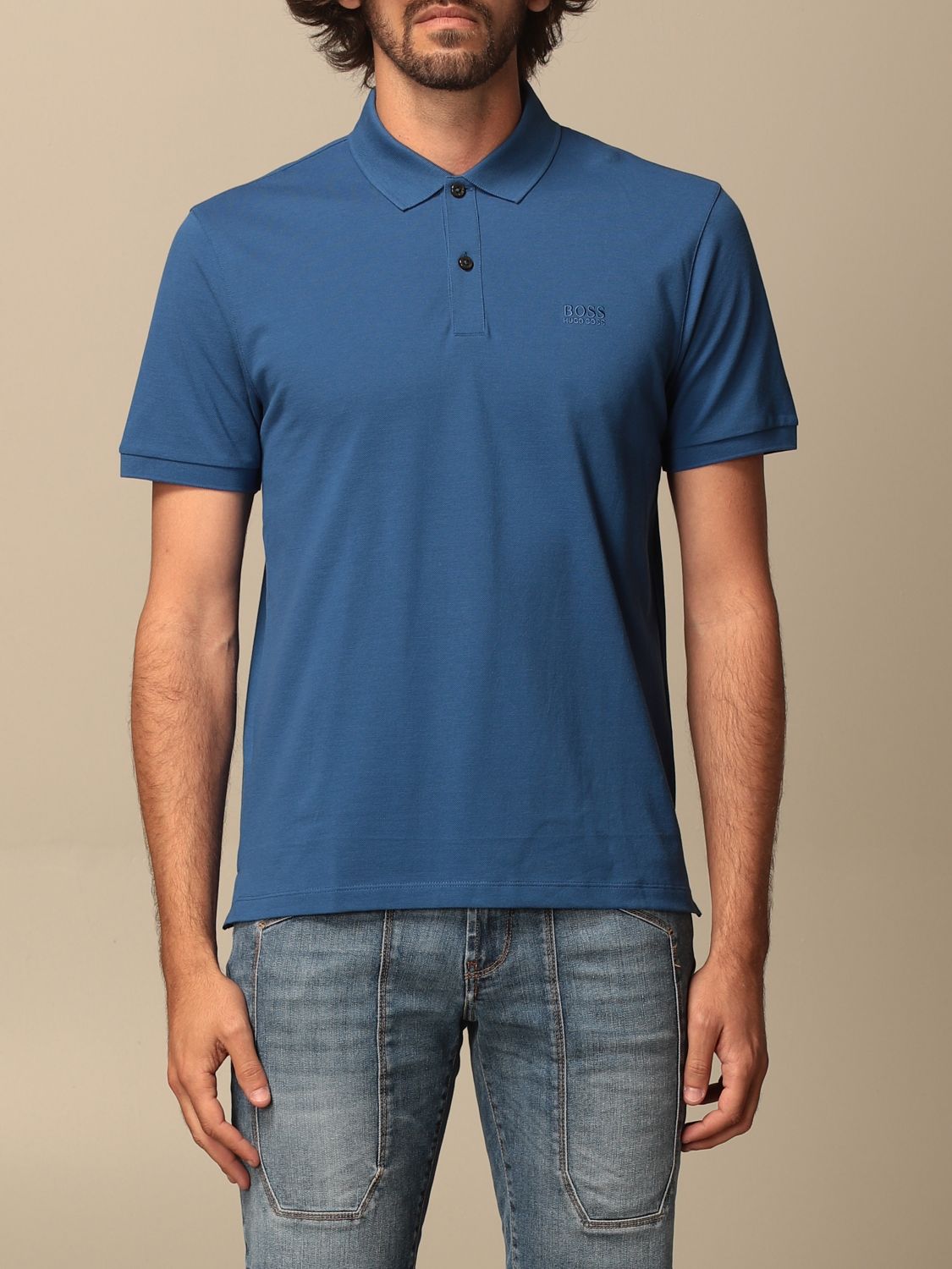 BOSS: basic cotton polo shirt - Navy | Boss polo shirt PALLAS10108581 ...