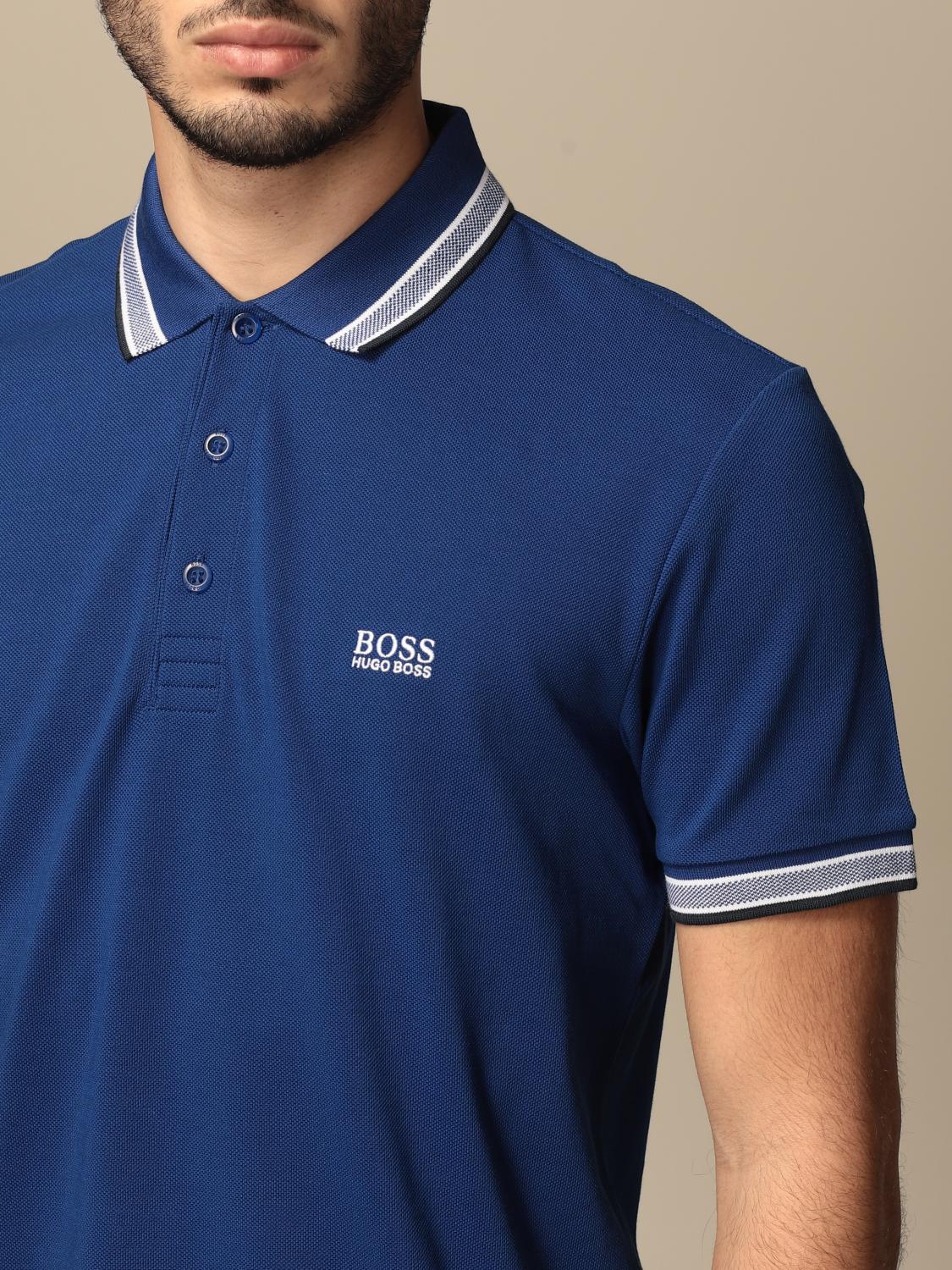 BOSS Tshirt men Polo Shirt Boss Men Gnawed Blue Polo Shirt Boss