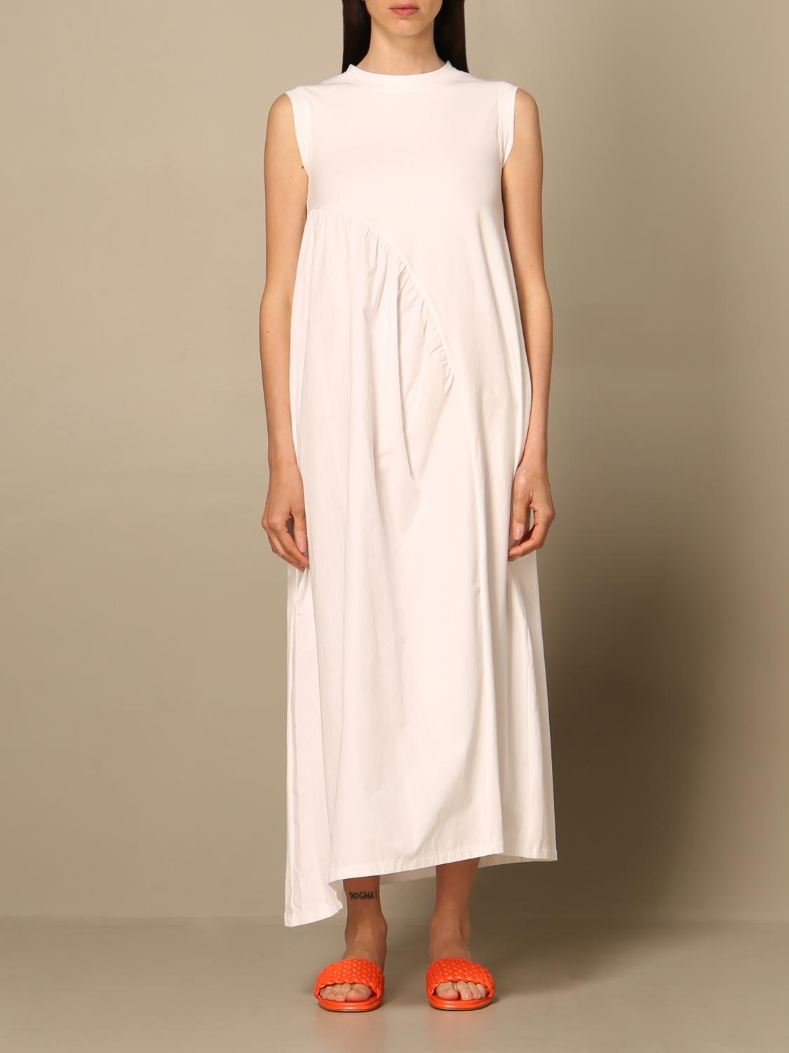 ALPHA STUDIO Abito asimmetrico in cotone Latte Abito Alpha Studio