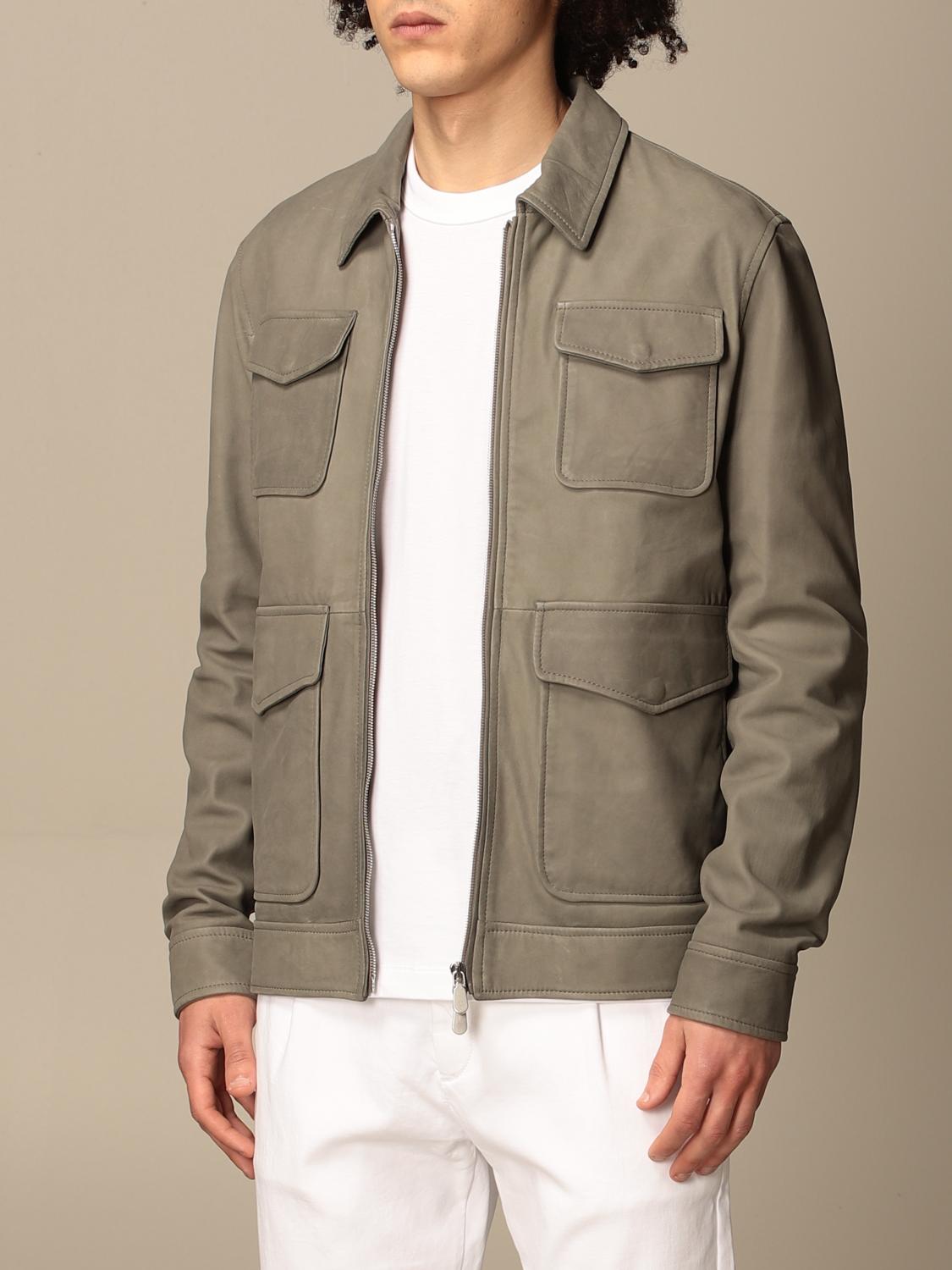 ELEVENTY: leather jacket - Grey 