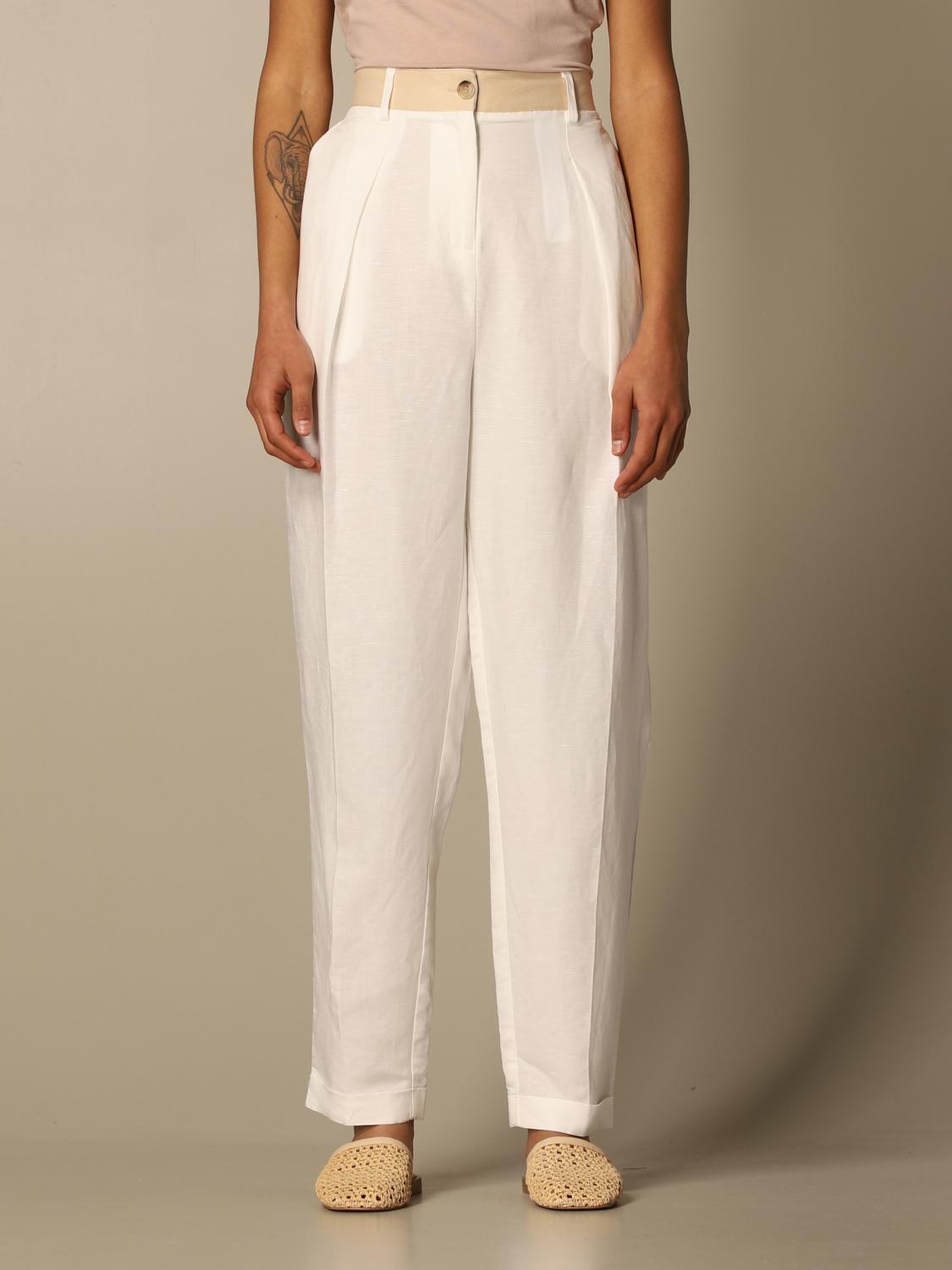 TWINSET: Twin-set pants in linen blend 