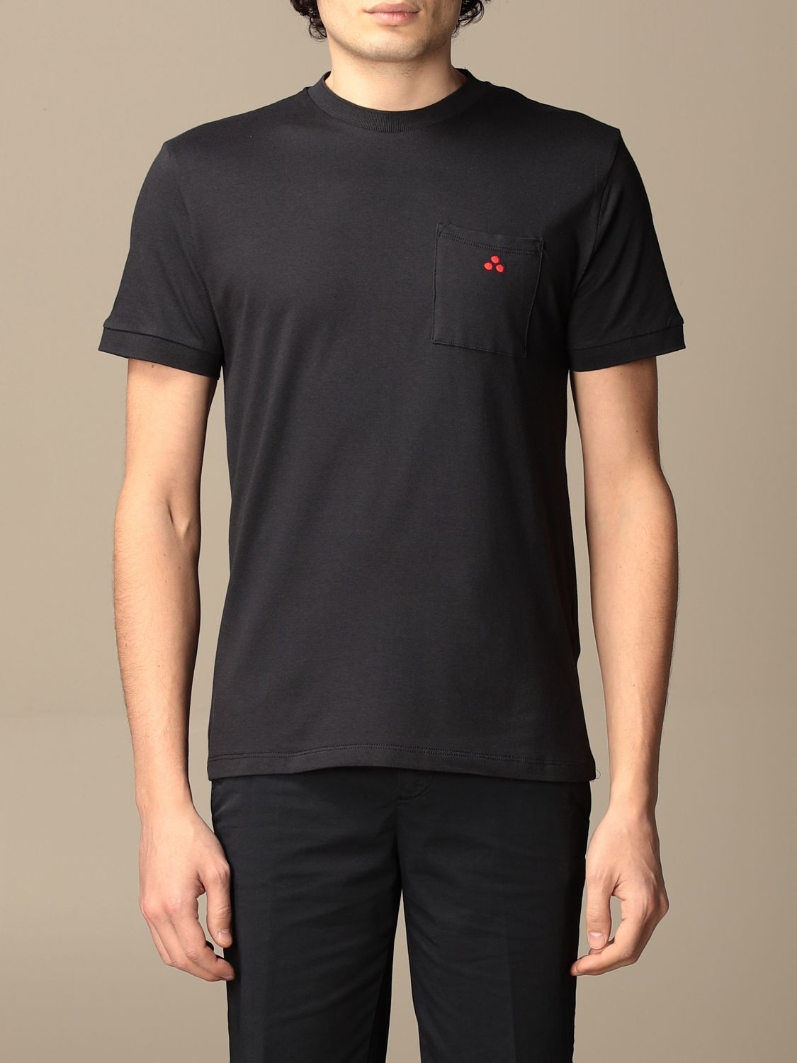 PEUTEREY: cotton T-shirt with pocket and logo - Blue | Peuterey t-shirt ...