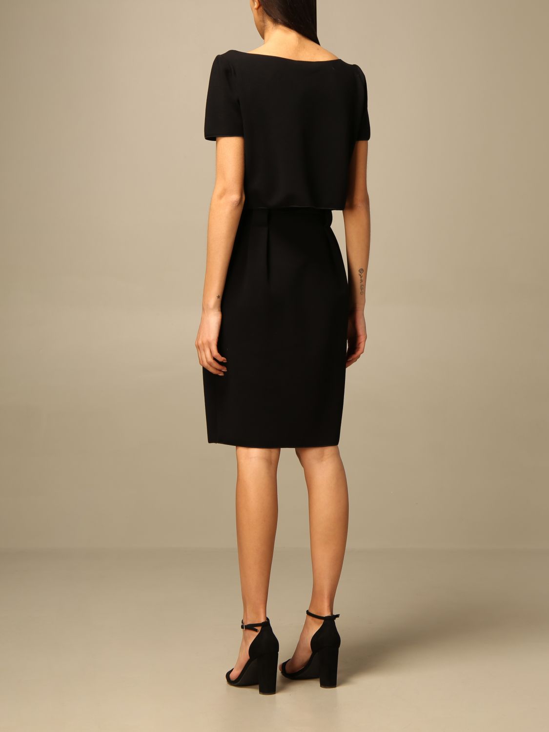 EMPORIO ARMANI: short dress with ribbons - Black | Emporio Armani dress  3K2A8I 2JCFZ online on 