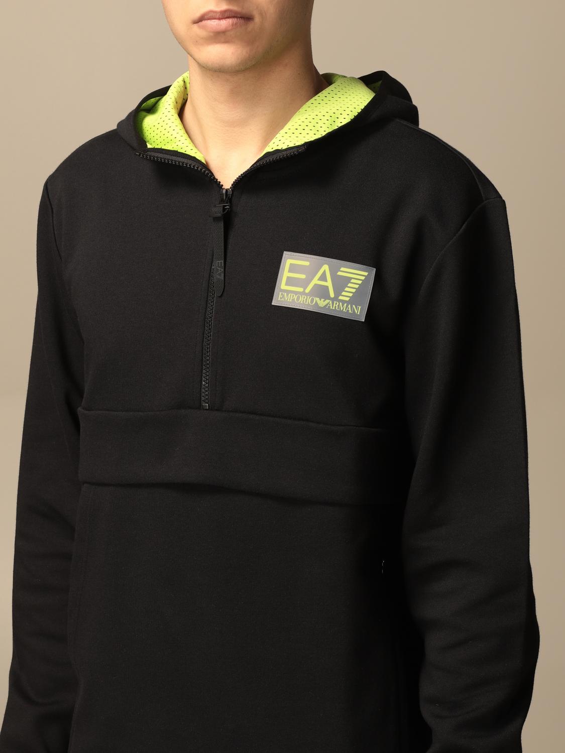 Ea7 Hoodie With Logo Sweatshirt Ea7 Men Black Sweatshirt Ea7 3kpm64 Pj3vz Giglio En