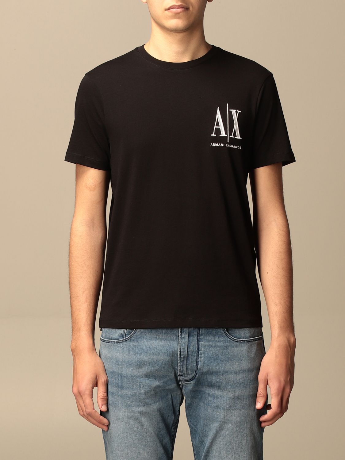 ARMANI EXCHANGE: T-shirt with logo - Black | ARMANI EXCHANGE t-shirt ...