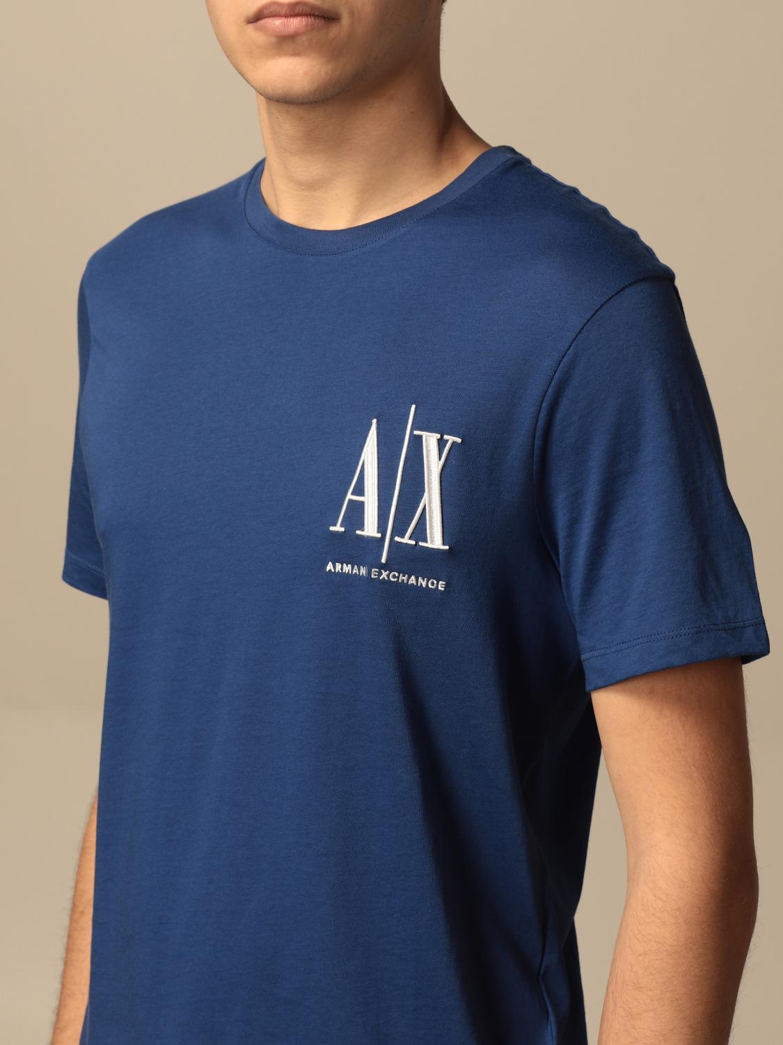 ARMANI EXCHANGE: T-shirt with logo - Blue | T-Shirt Armani Exchange ...