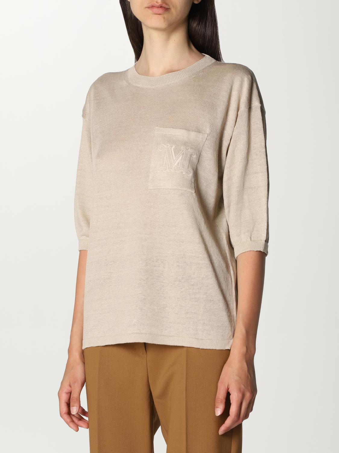 Max Mara Outlet Maglia in lino Avorio Maglia Max Mara 13610212600 online su
