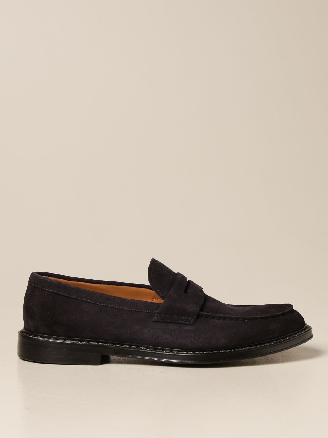 DOUCAL'S: moccasin in split leather | Loafers Doucal's Men Blue ...
