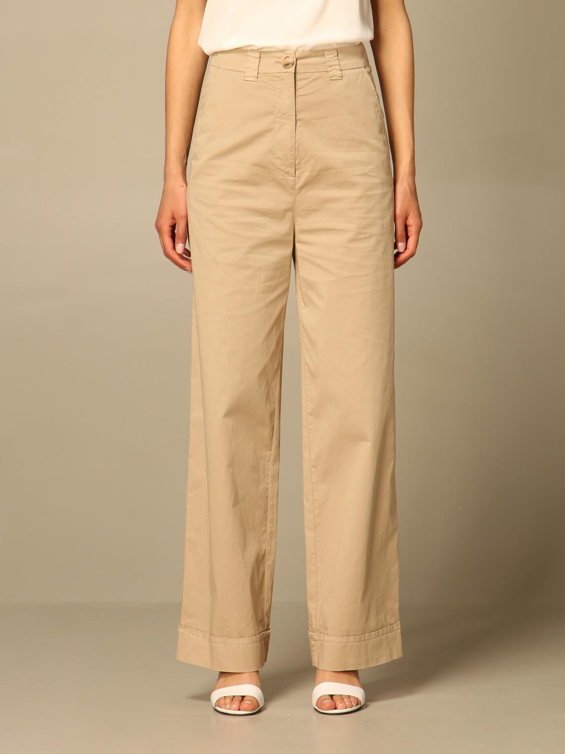 SEMICOUTURE: Pantalone dritto in cotone - Beige | Pantalone Semicouture  Y1SO07 GIGLIO.COM