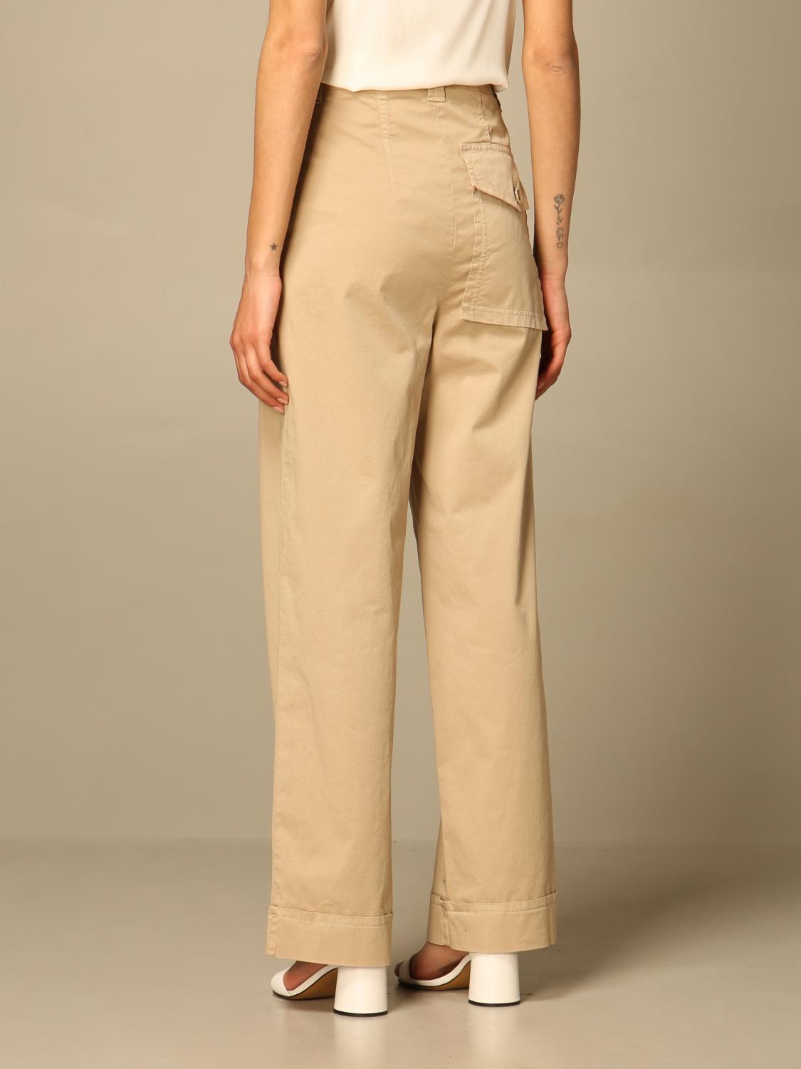 Beige straight trousers Clearance