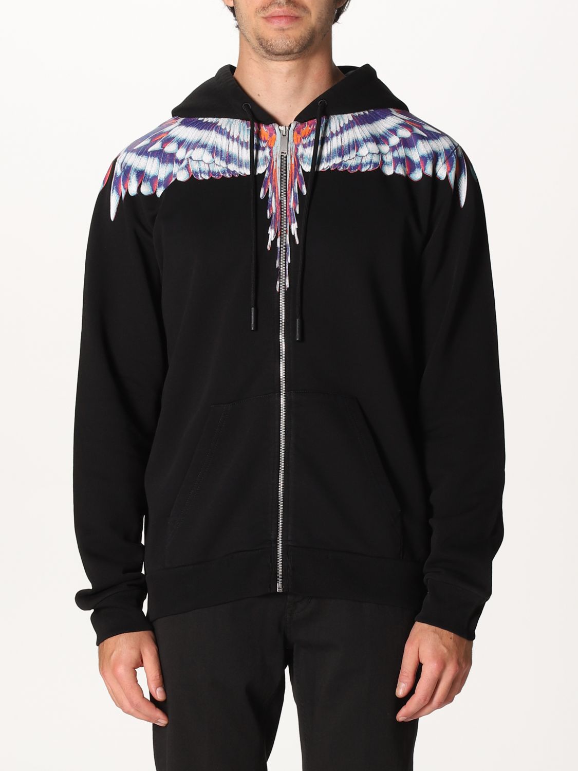 MARCELO BURLON: hoodie zip Black | Marcelo Burlon sweatshirt CMBE001S21FLE001 at GIGLIO.COM