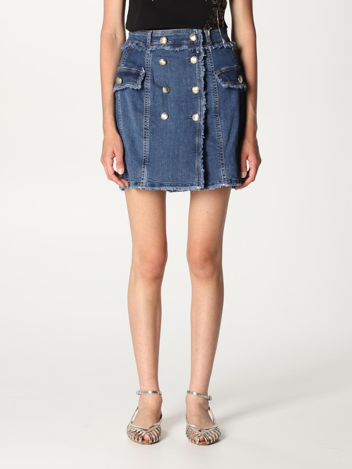 LIU JO: mini skirt in denim - Denim | Liu Jo skirt UA1109D4506 online ...