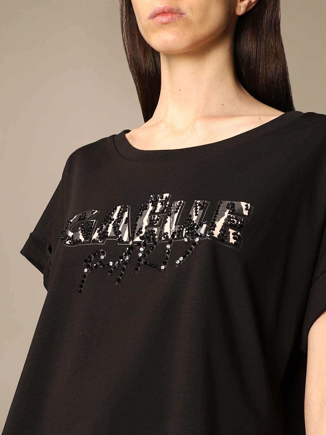 GAËLLE PARIS: T-shirt GaËlle Paris con logo di paillettes - Nero | T-Shirt  Gaëlle Paris GBD9031 GIGLIO.COM